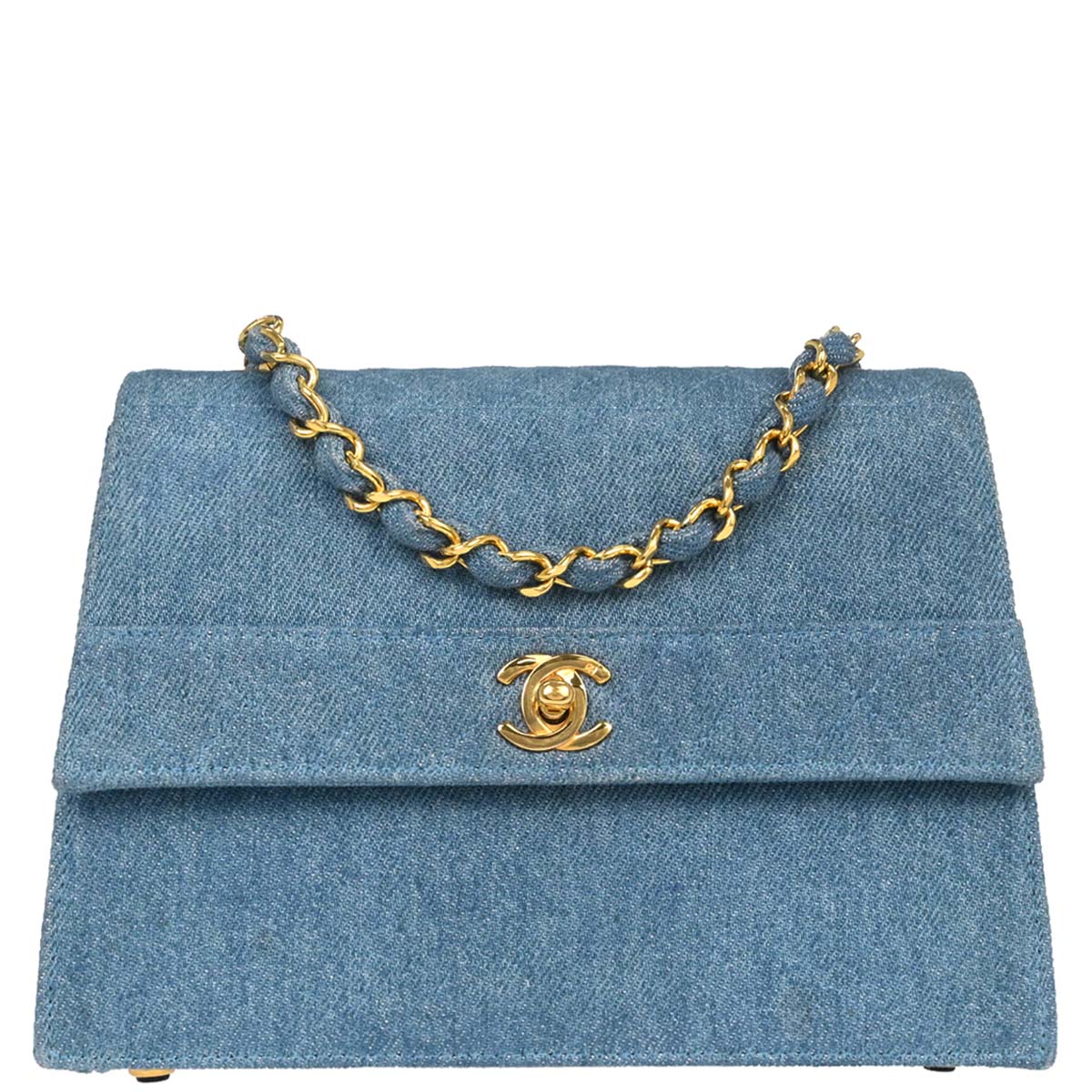 Chanel Blue Denim Straight Flap Shoulder Bag