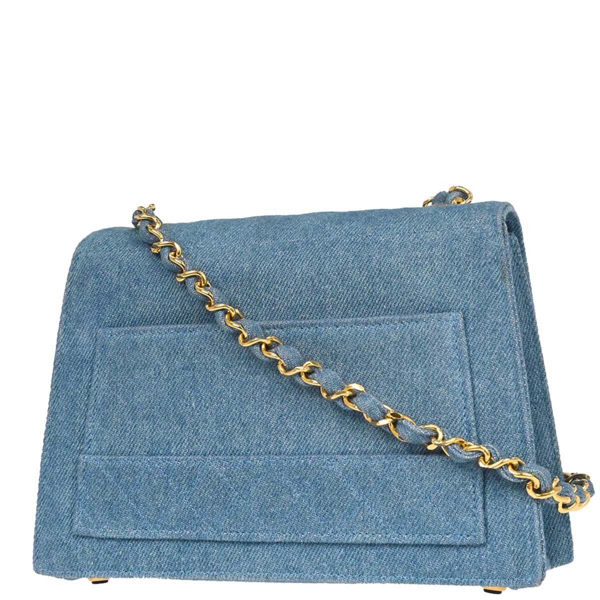 Chanel Blue Denim Straight Flap Shoulder Bag - Image 2