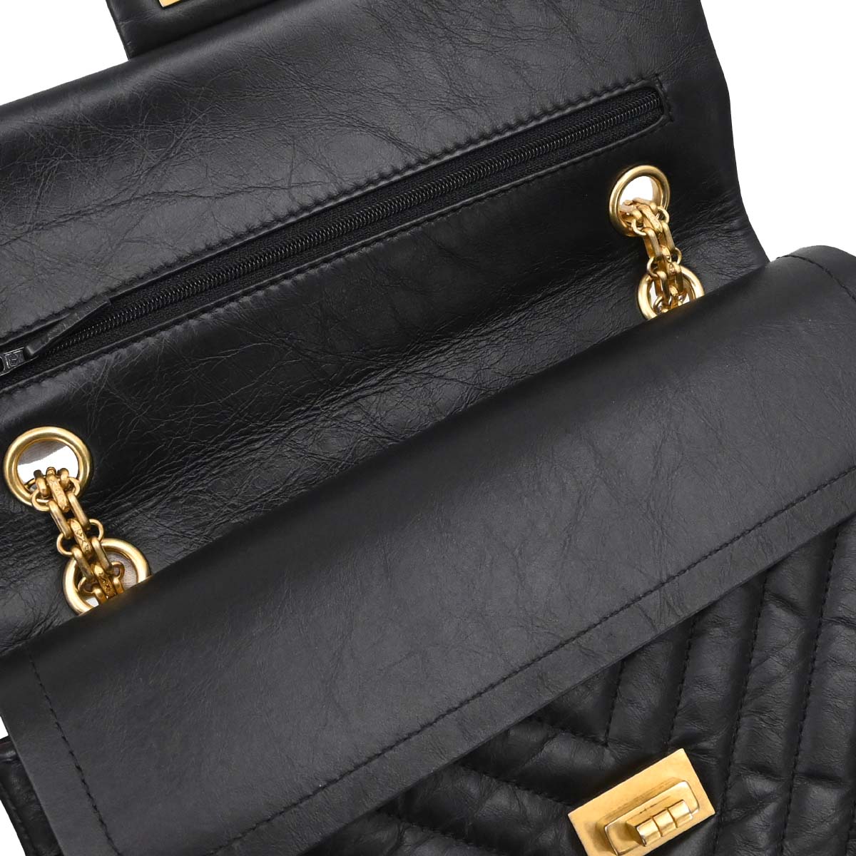 Chanel Black Lambskin Chevron 2.55 Small Double Flap Shoulder Bag - Image 14