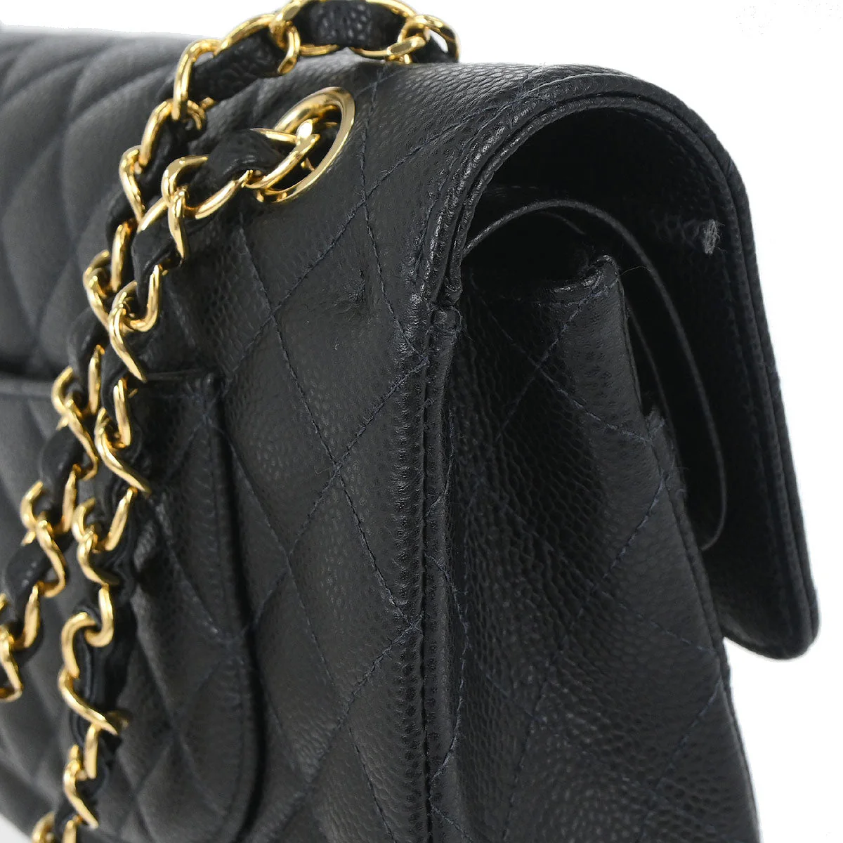 Chanel Black Caviar Skin Medium Classic Double Flap Shoulder Bag - Image 10