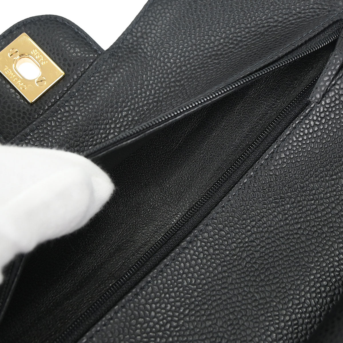 Chanel Black Caviar Skin Medium Classic Double Flap Shoulder Bag - Image 14