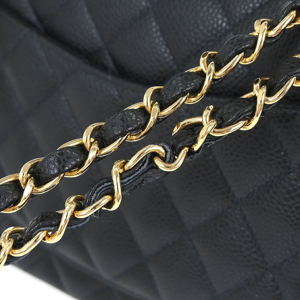 Chanel Black Caviar Skin Medium Classic Double Flap Shoulder Bag - Image 9