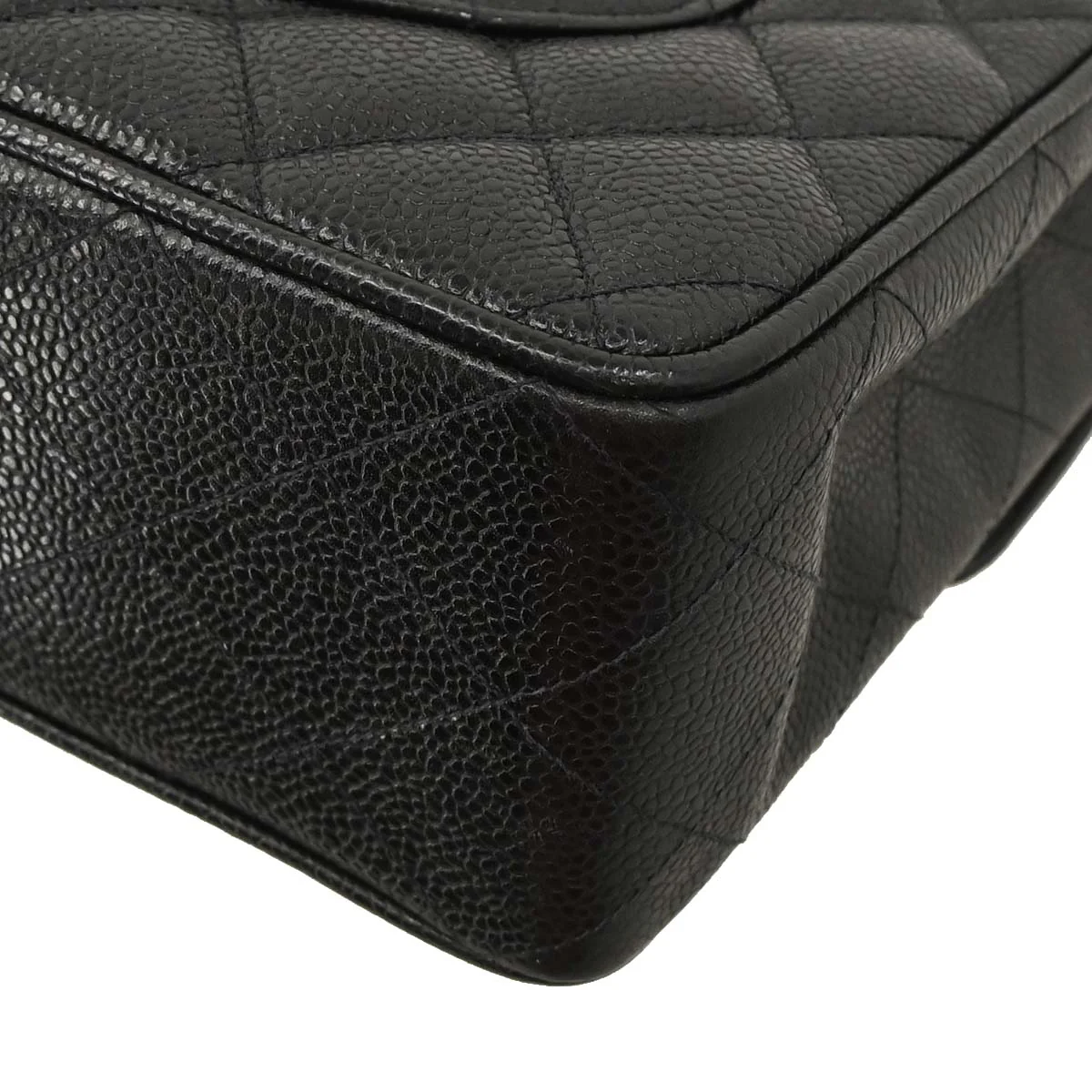 Chanel Black Caviar Skin Jumbo Classic Flap Shoulder Bag - Image 10