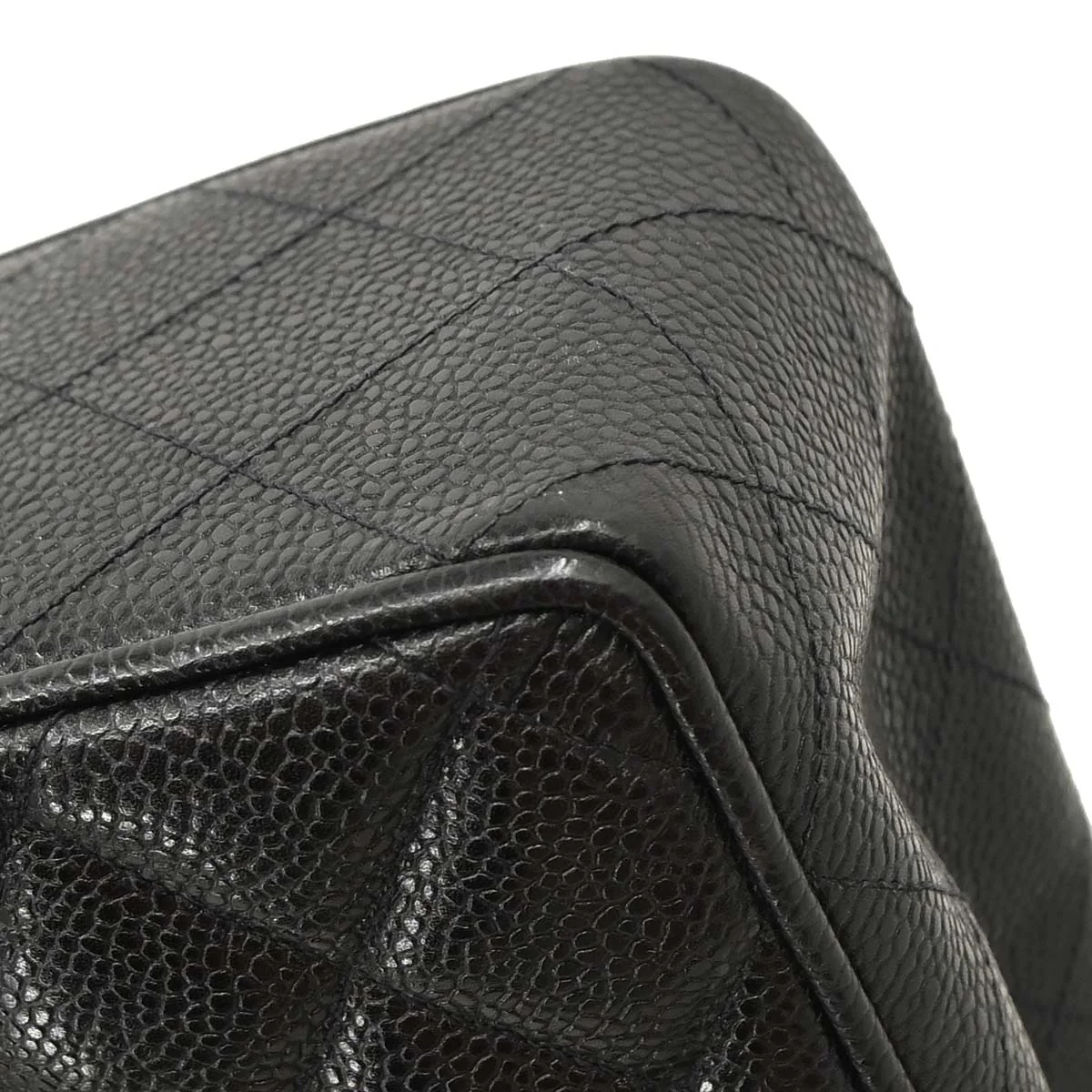 Chanel Black Caviar Skin Jumbo Classic Flap Shoulder Bag - Image 11