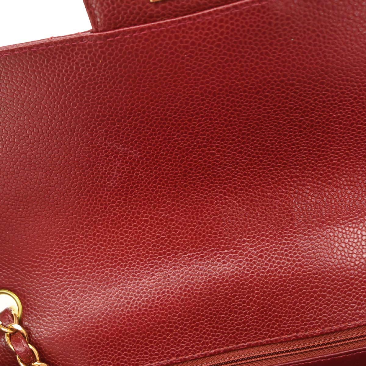 Chanel Red Caviar Skin Jumbo Classic Flap Shoulder Bag - Image 15