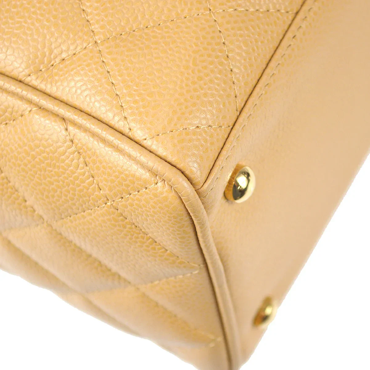 Chanel 2003-2004 Bowling Bag 37 Beige Caviar - Image 6