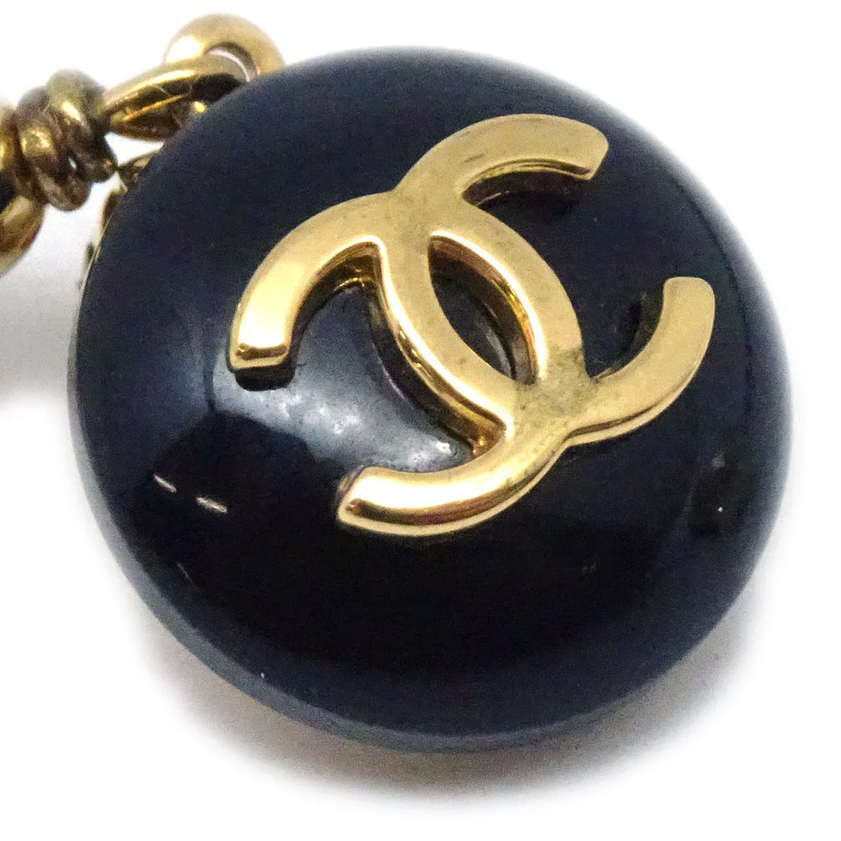 Chanel 1996 CC Black & Faux Teardrop Pearl Dangle Earrings - Image 2