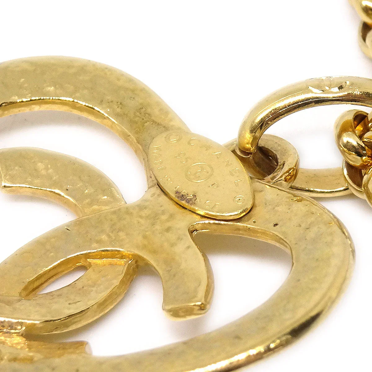 Chanel 1995 Gold CC Heart Cutout Pendant Necklace - Image 3