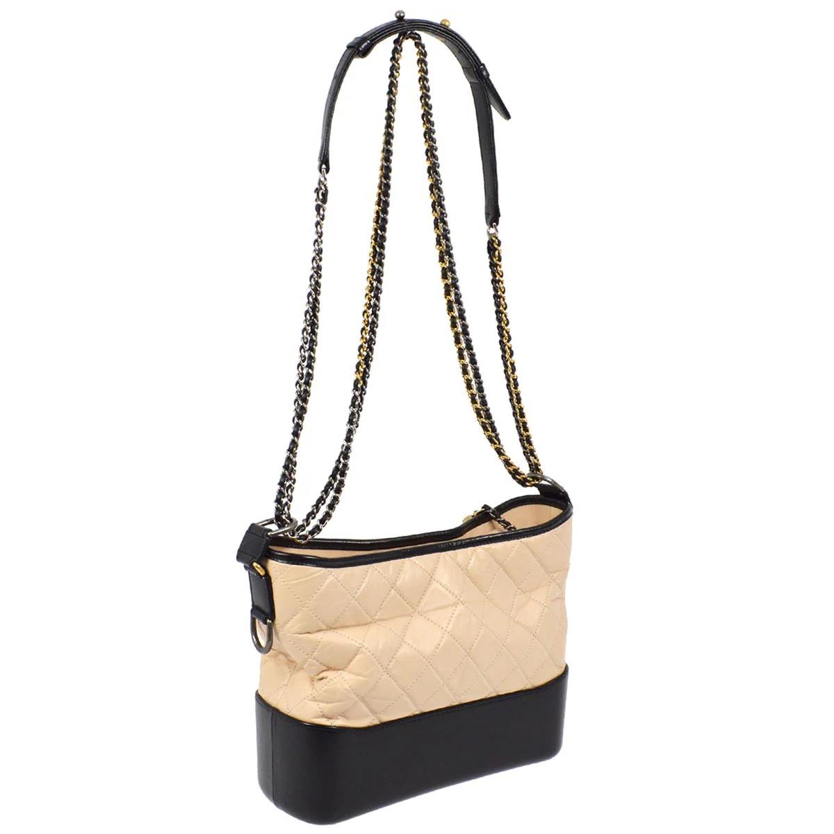 Chanel 2019 Beige Black Calfskin Medium Gabrielle Shoulder Bag - Image 2