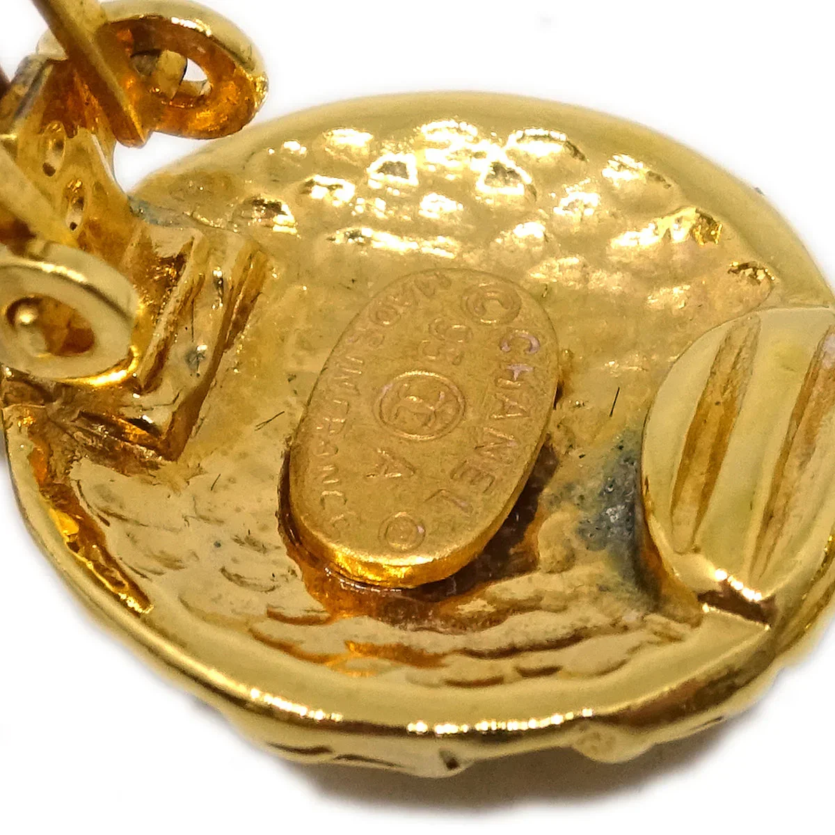 Chanel Gold Dangle Earrings Clip-On 95A - Image 4