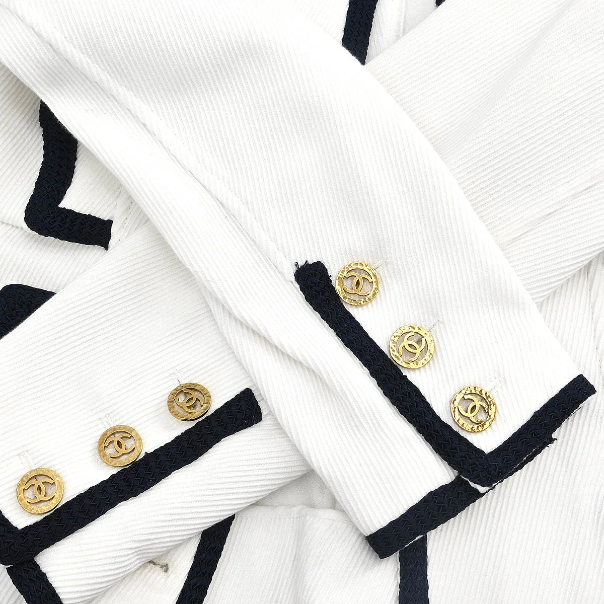 Chanel Single Breasted Collarless Jacket White #44 - Image 10