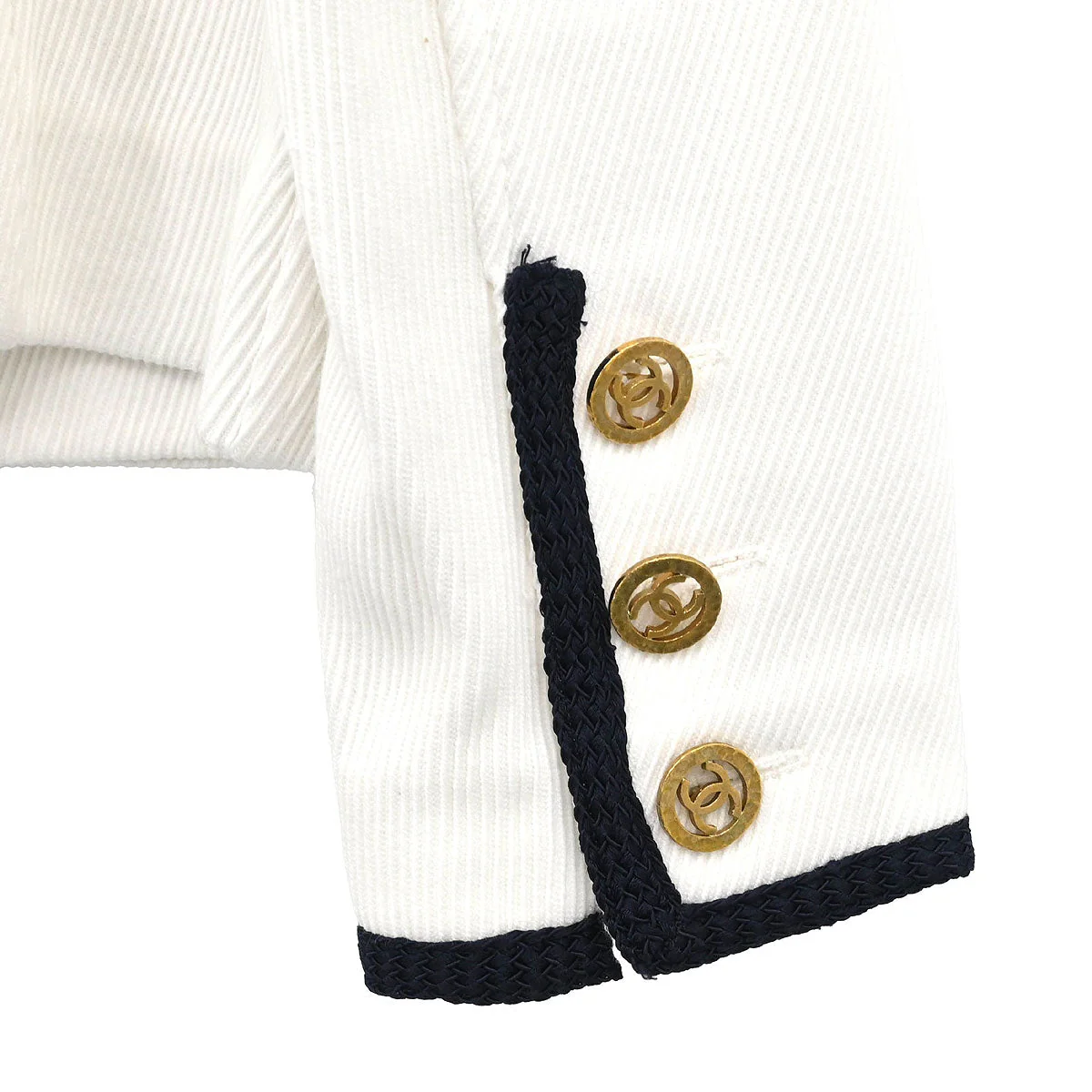 Chanel Single Breasted Collarless Jacket White #44 - Image 3
