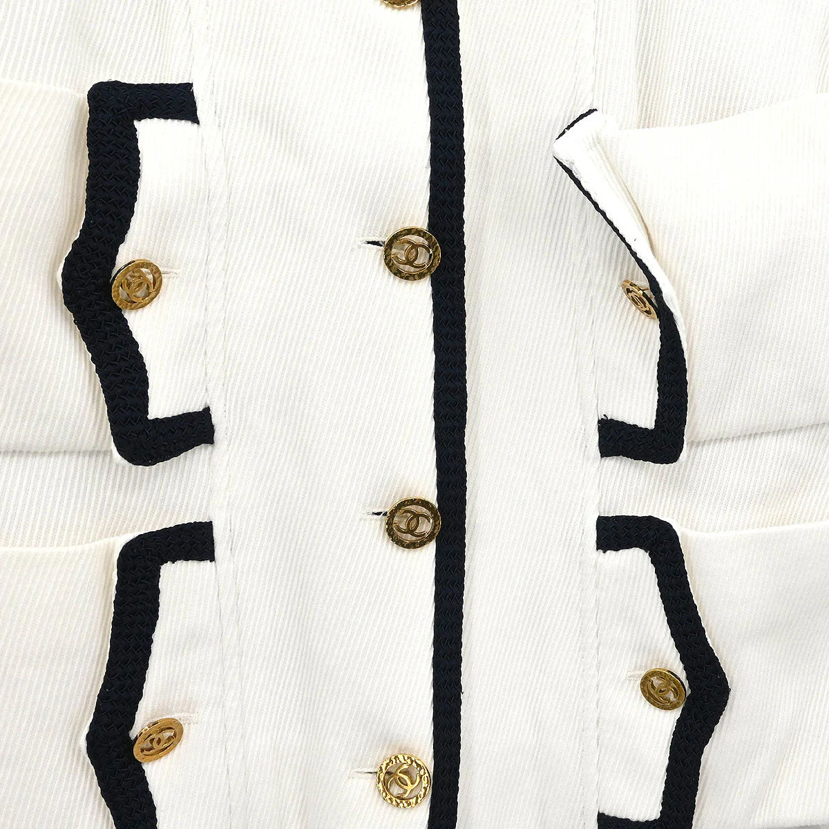 Chanel Single Breasted Collarless Jacket White #44 - Image 4