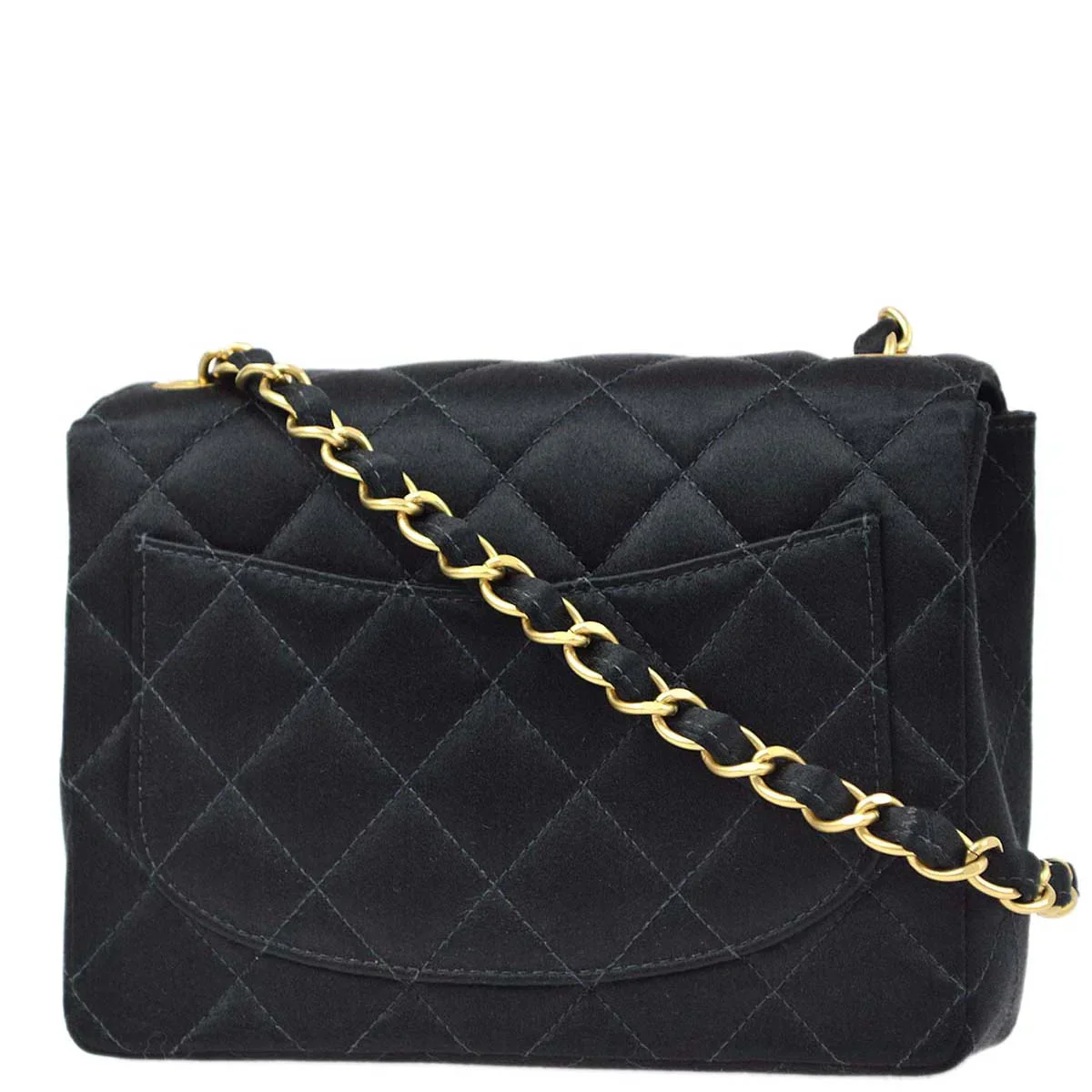 Chanel 2000-2001 Black Satin Mini Classic Square Flap Shoulder Bag 17 - Image 2