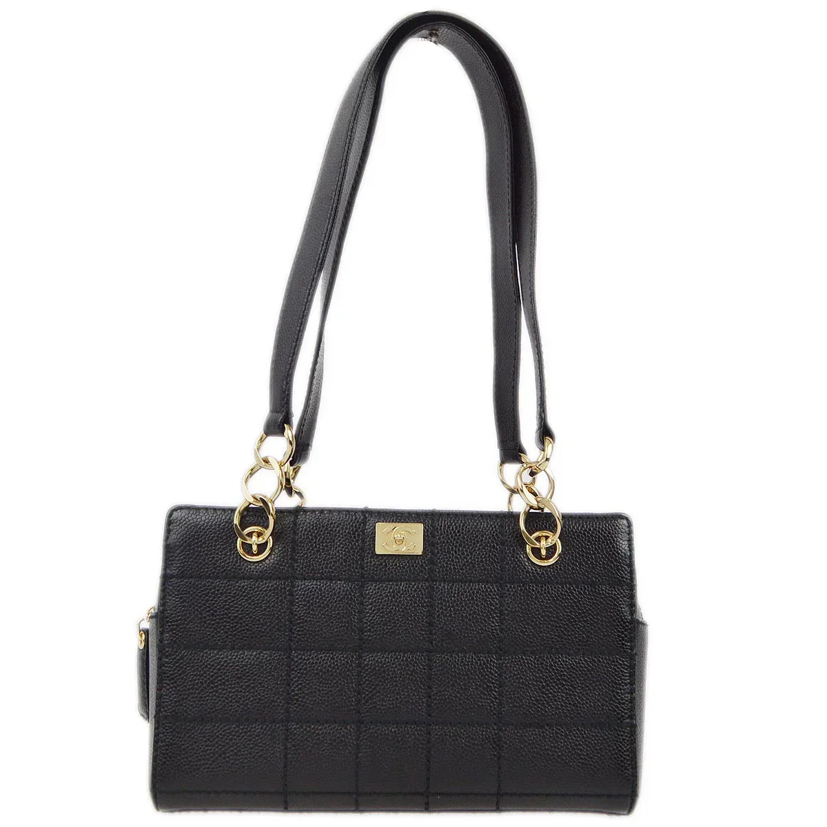Chanel 2001-2003 Black Caviar Wild Stitch Choco Bar Chain Handbag