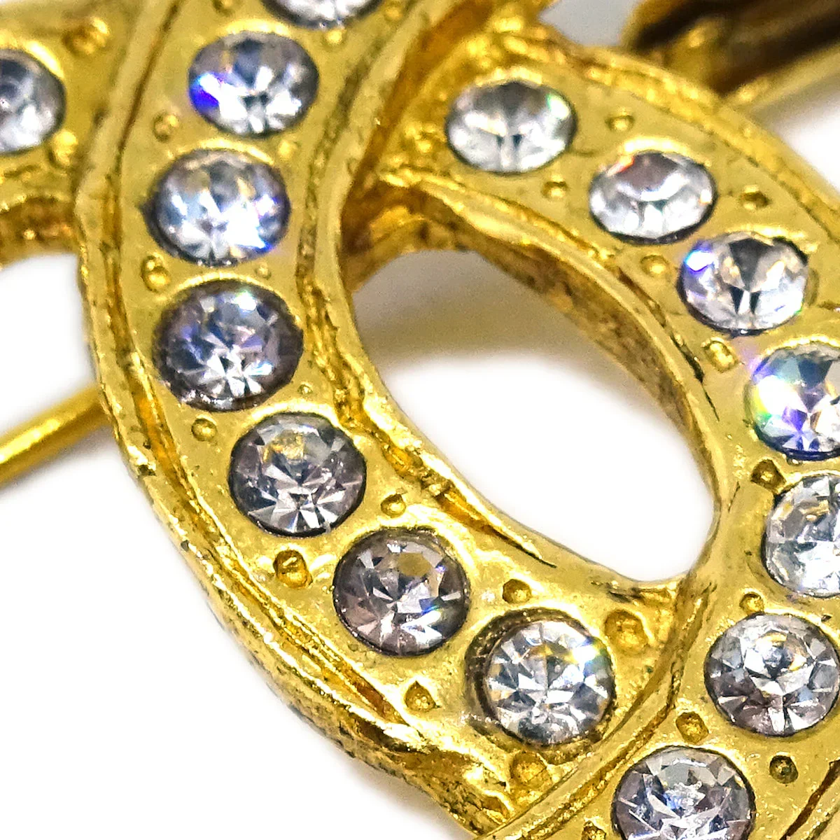 Chanel CC Brooch Pin Rhinestone Gold - Image 2
