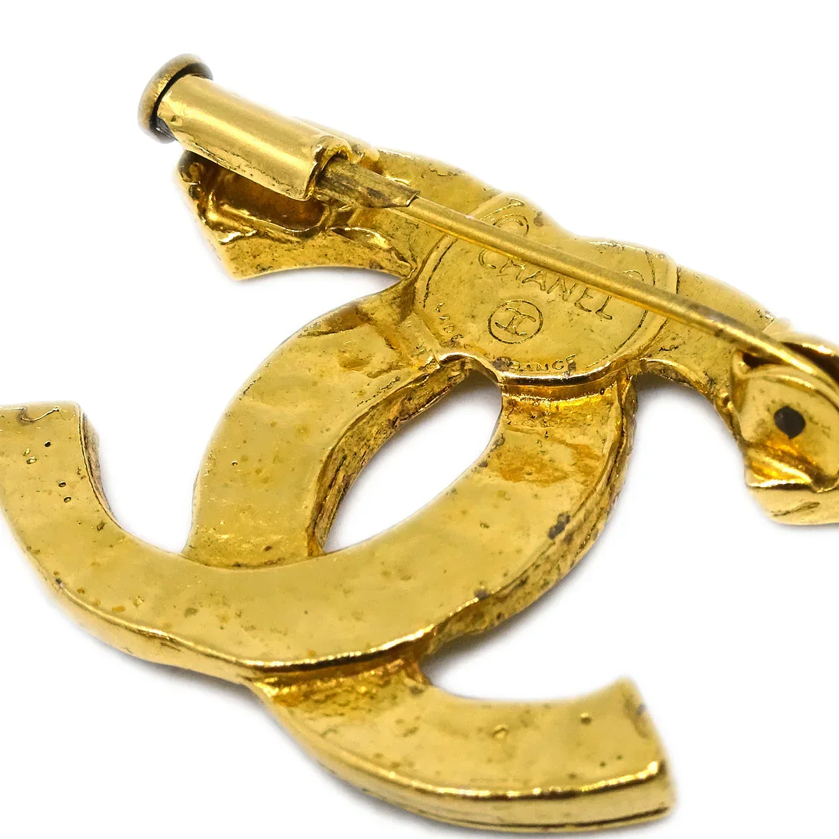 Chanel CC Brooch Pin Rhinestone Gold - Image 3