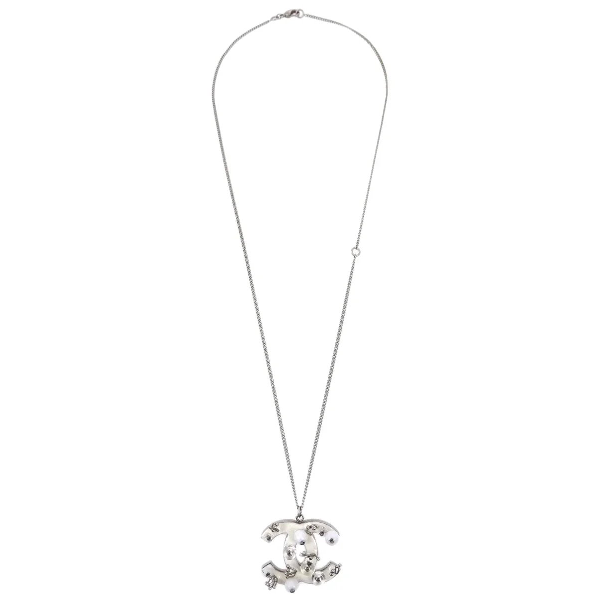 Chanel Chain Necklace Silver B10A - Image 2