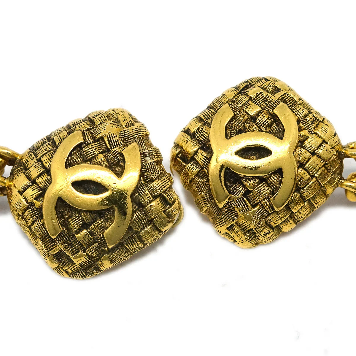 Chanel Hoop Dangle Earrings Clip-On Gold 29/2881 - Image 3
