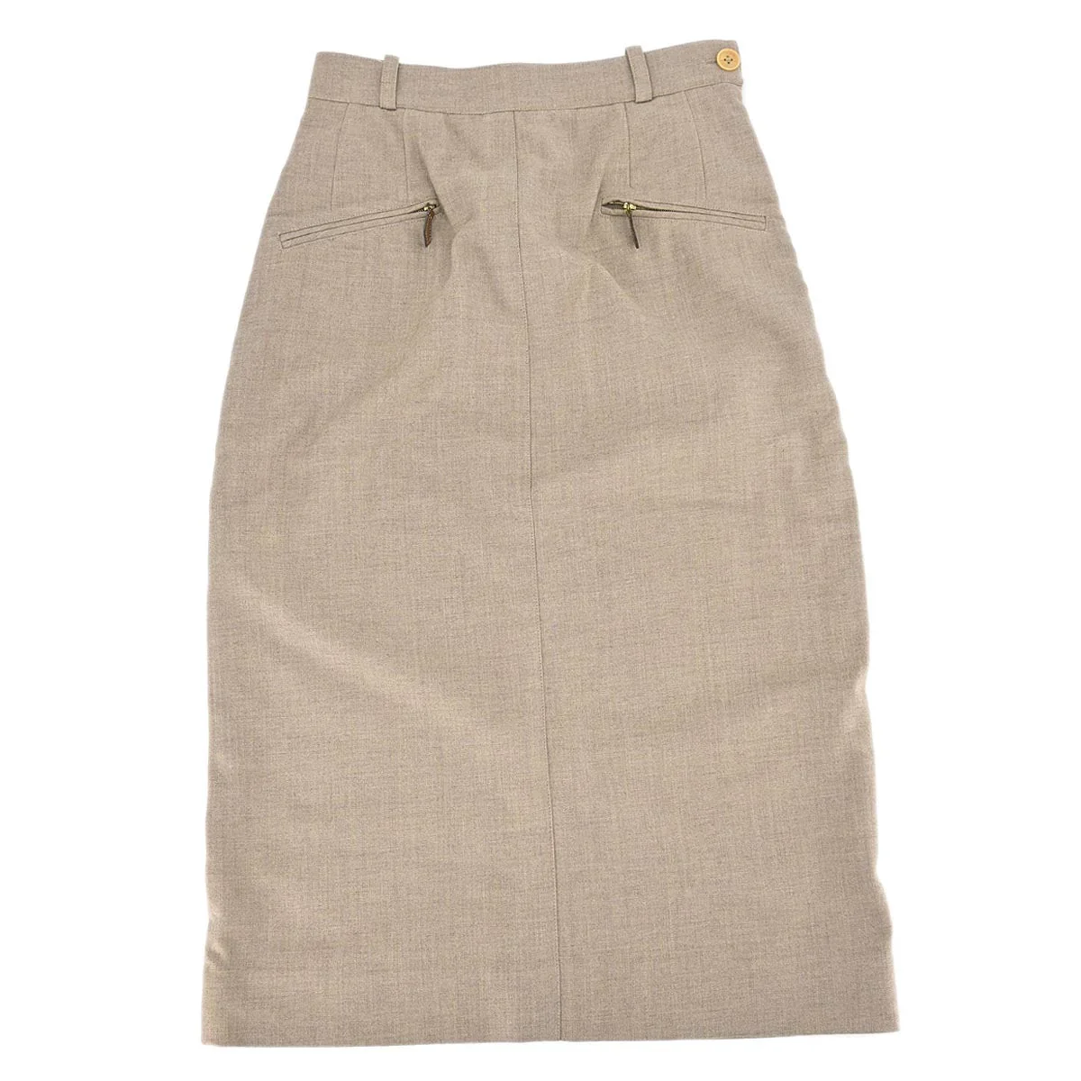 Hermes Knee Length Skirt Beige #36
