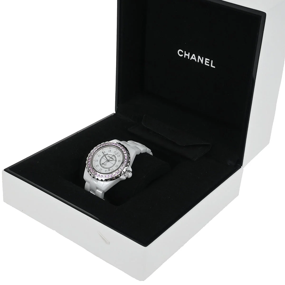 Chanel Ref.H2010 J12 33mm Quartz Watch Ceramic SS Diamond Pink Sapphire - Image 3