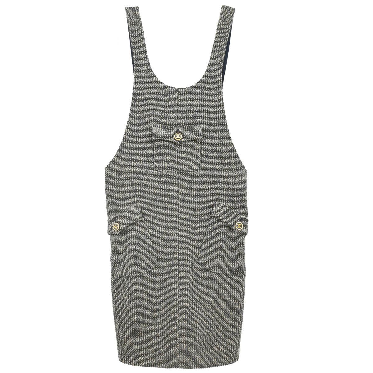 Chanel 2001 Pinafore Dress Black #38