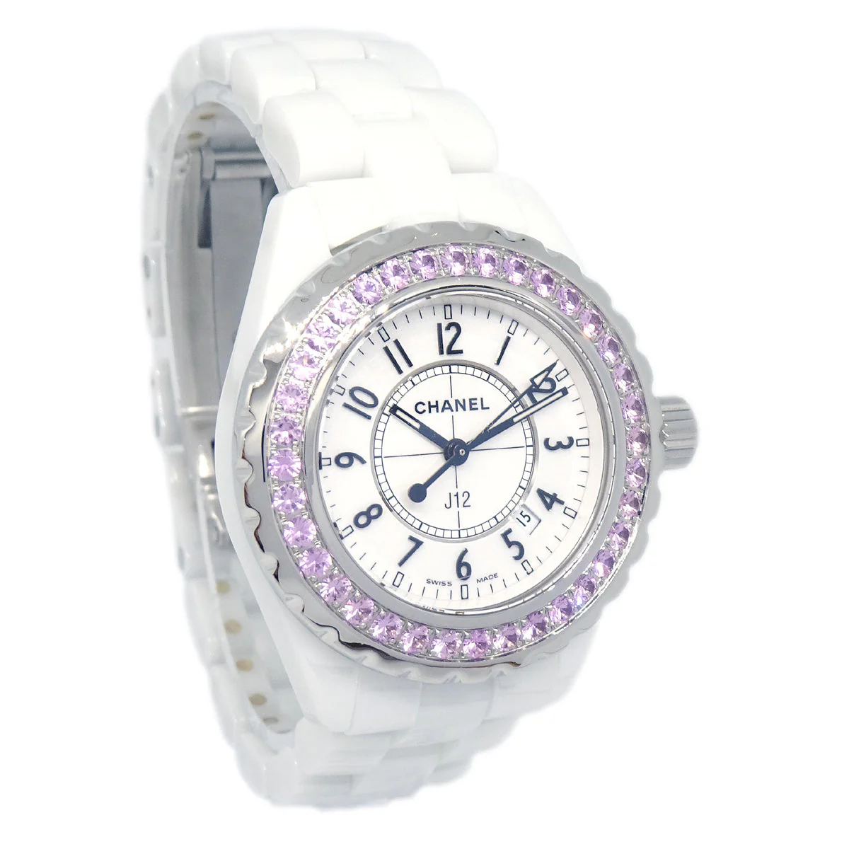 Chanel Ref.H2010 J12 33mm Quartz Watch Ceramic SS Diamond Pink Sapphire - Image 2
