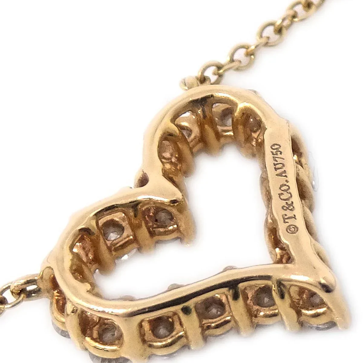 Tiffany & Co. Sentimental Heart Pendant Necklace AU750 Diamond - Image 3