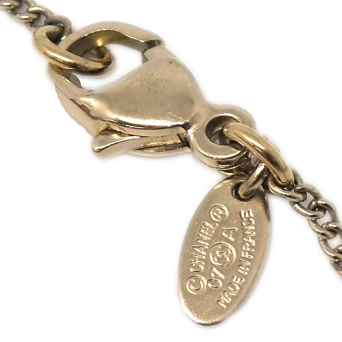 Chanel CC Chain Necklace Pendant Stone Gold 07A - Image 4