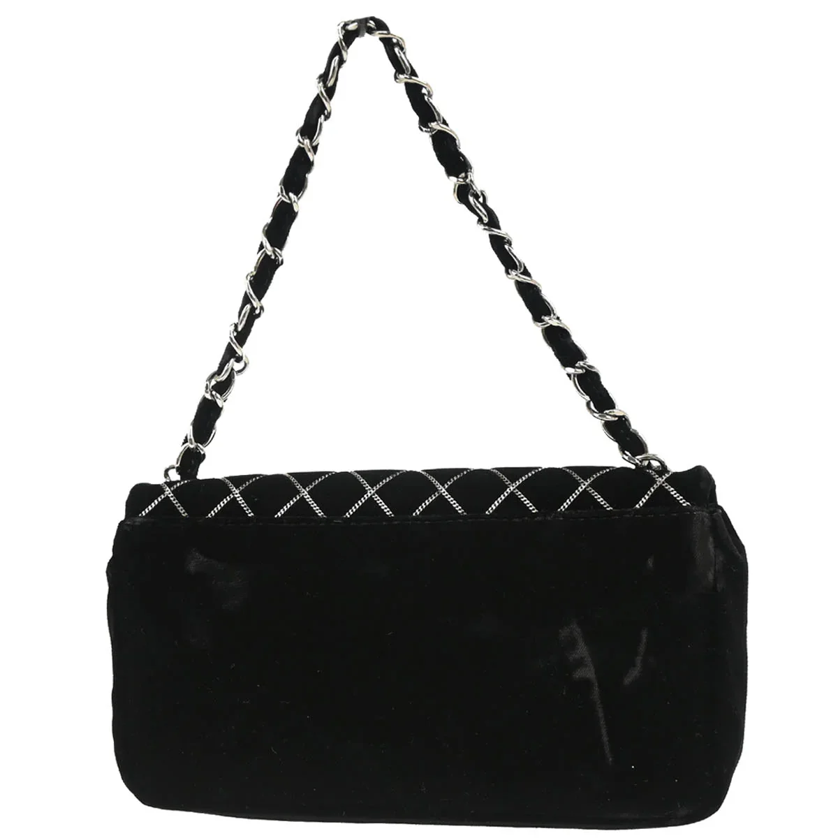 Chanel Black Velvet East West Handbag - Image 2