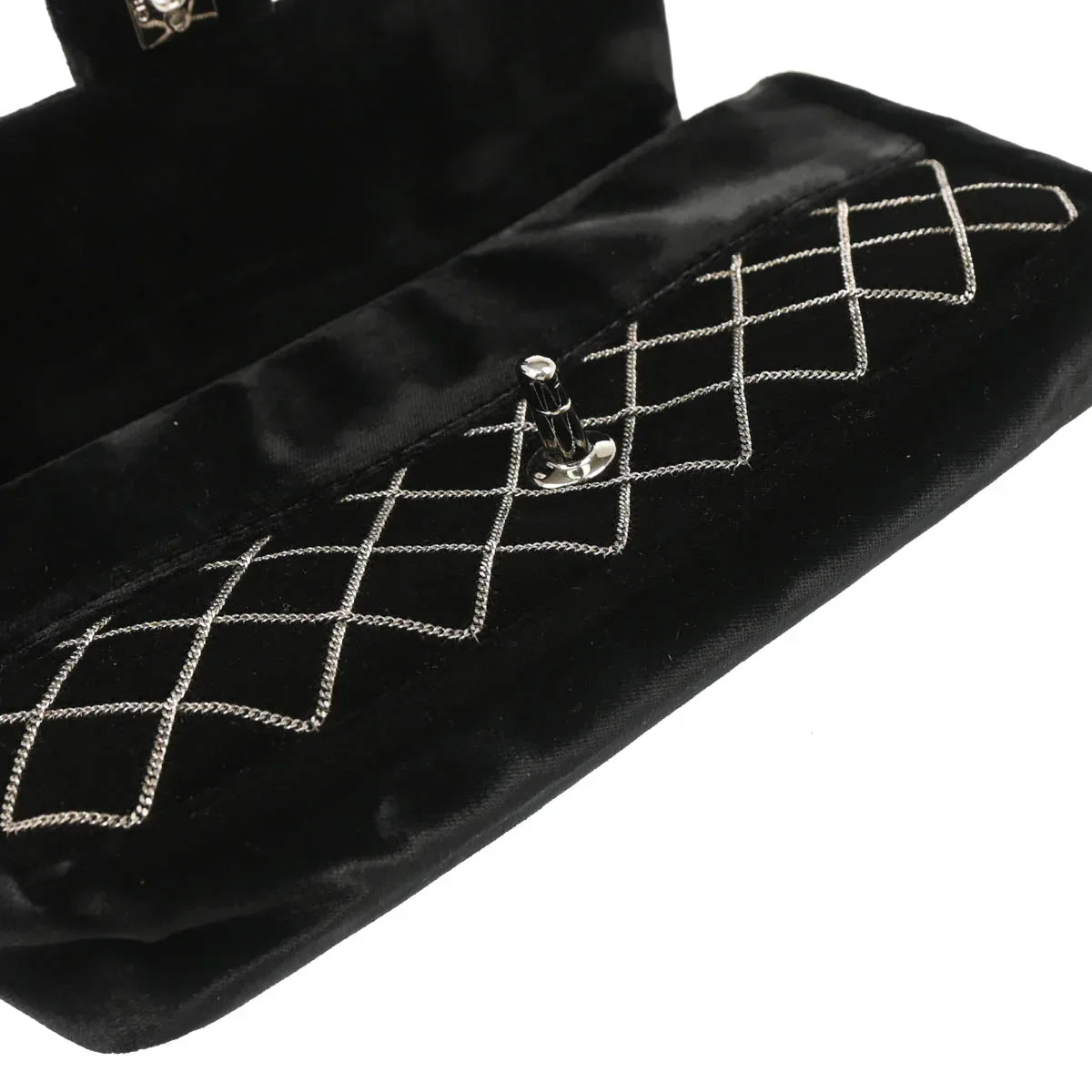 Chanel Black Velvet East West Handbag - Image 5