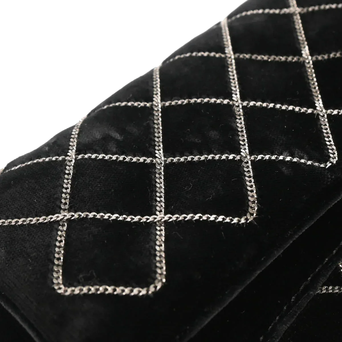 Chanel Black Velvet East West Handbag - Image 7