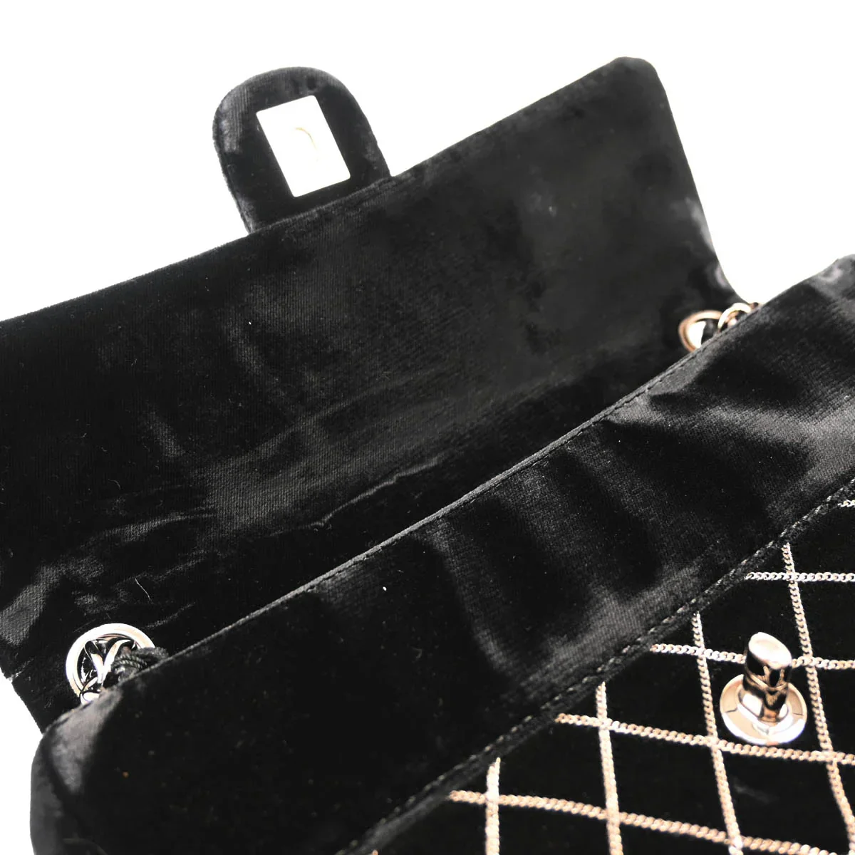 Chanel Black Velvet East West Handbag - Image 8