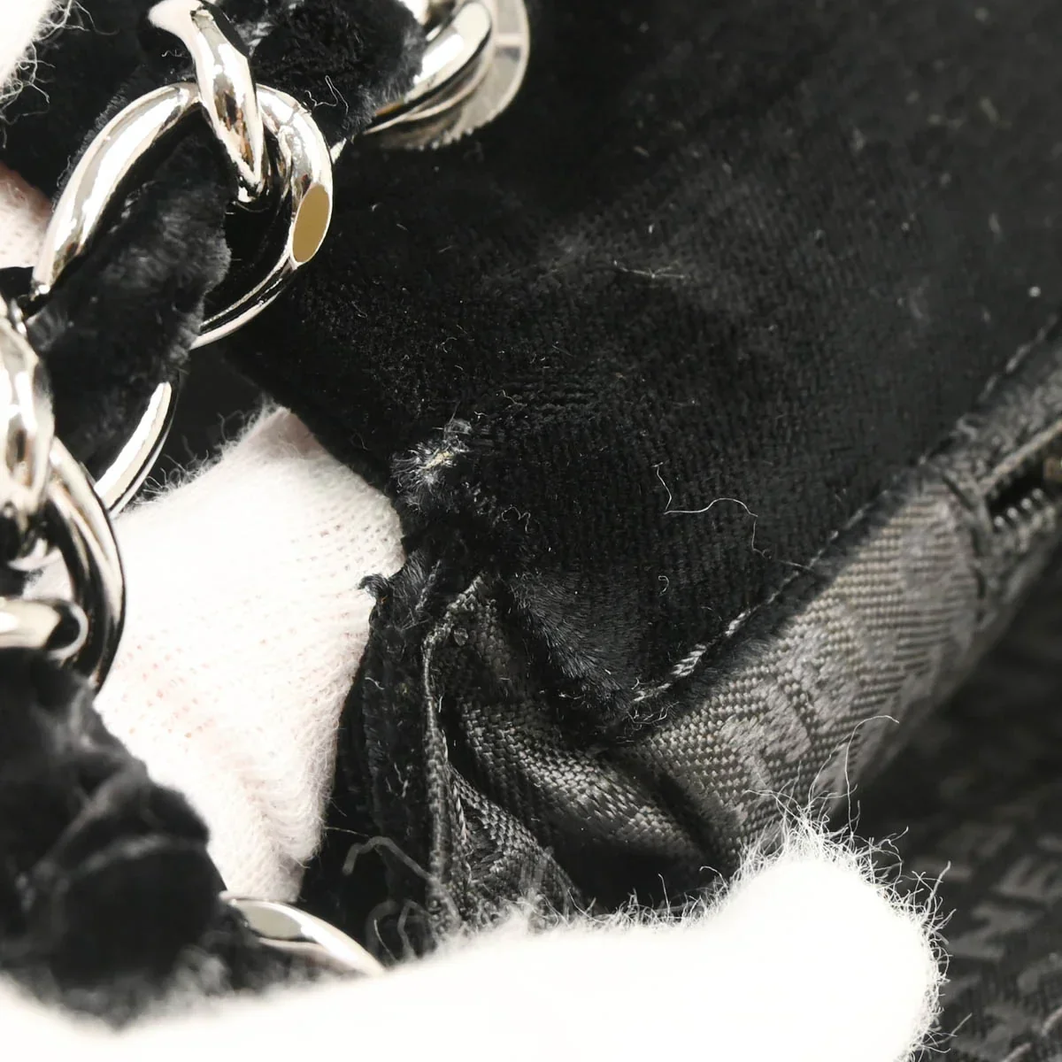 Chanel Black Velvet East West Handbag - Image 9
