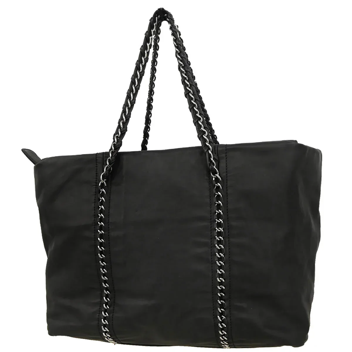 Chanel Black Calfskin Luxury Line Chain Tote Handbag - Image 2