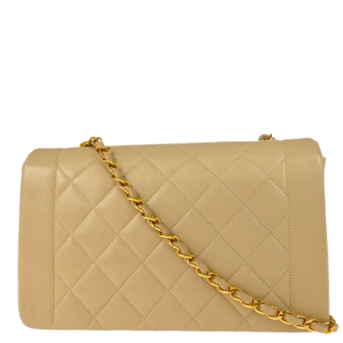 Chanel * 1994-1996 Beige Lambskin Medium Diana Shoulder Bag - Image 2