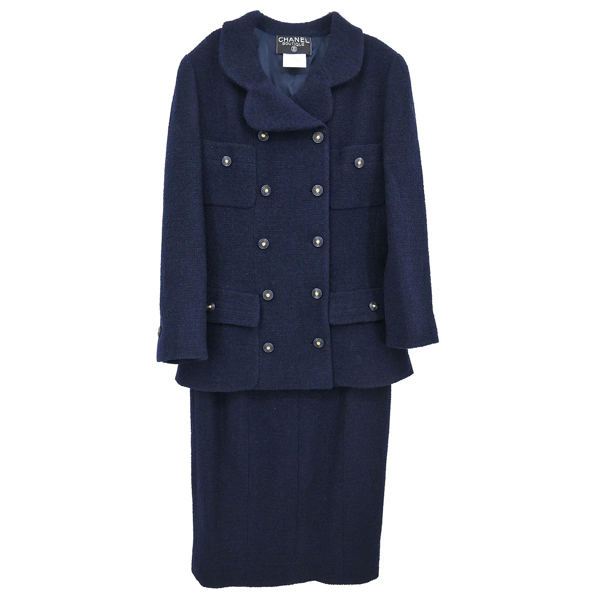 Chanel Set Suit Jacket Skirt Navy #36 95A