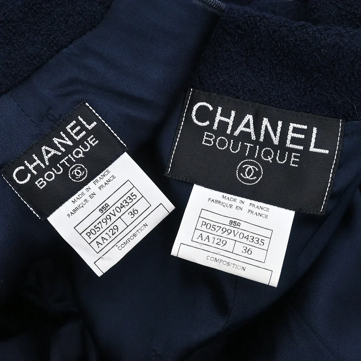 Chanel Set Suit Jacket Skirt Navy #36 95A - Image 10