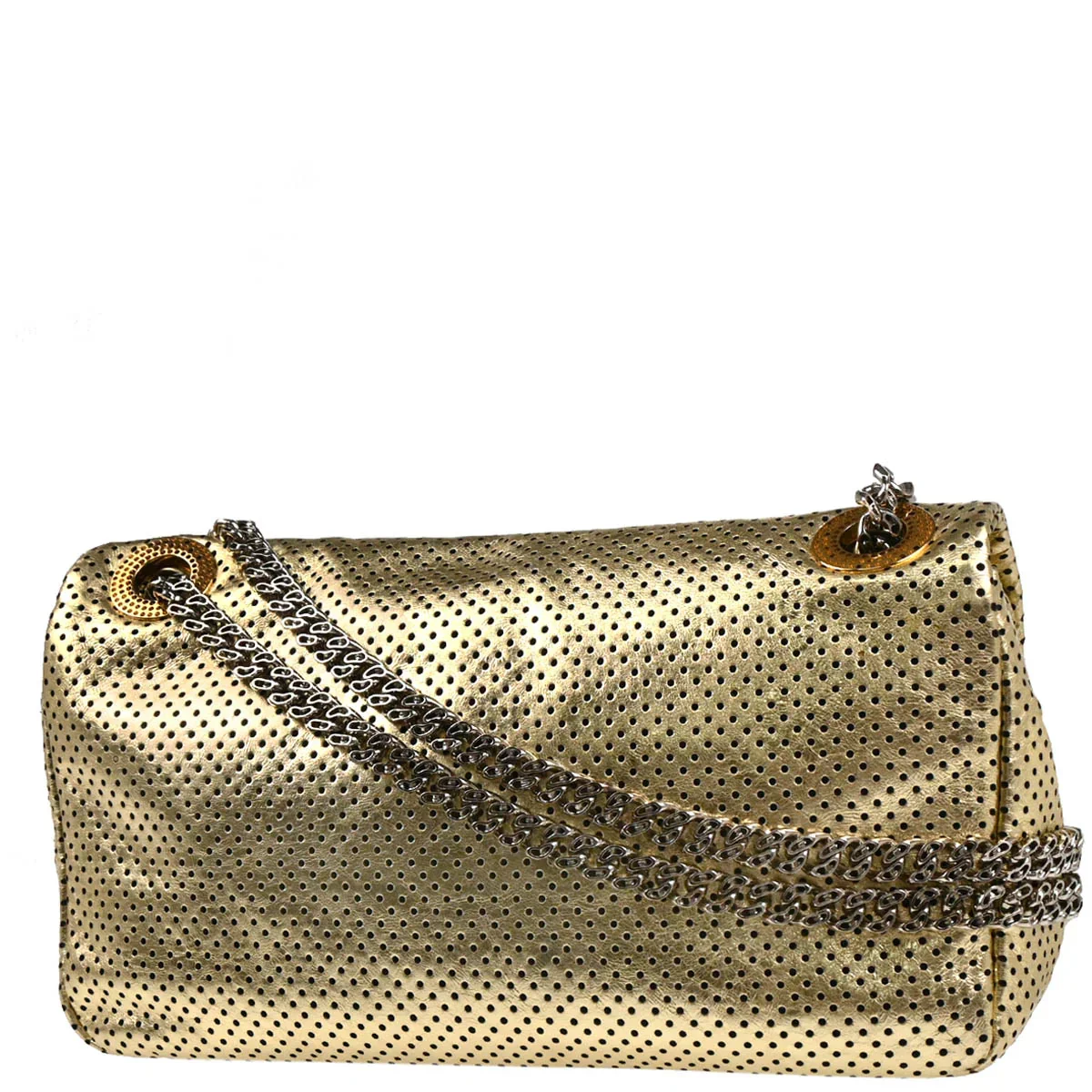 Chanel Gold Perforated Lambskin Mademoiselle Lock Shoulder Bag - Image 2