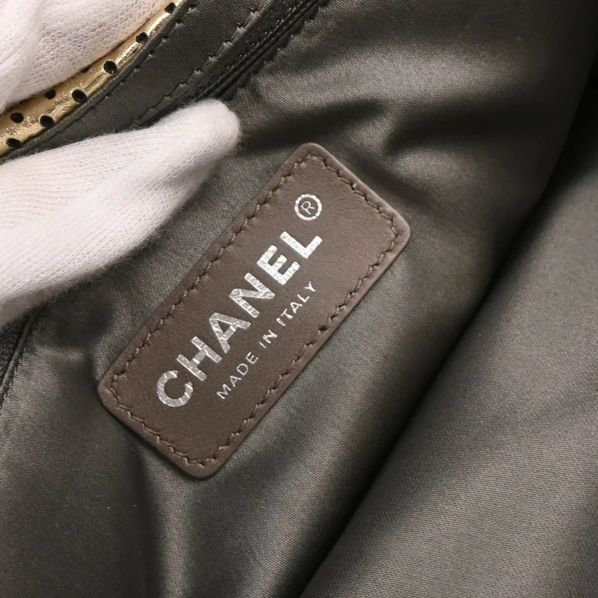 Chanel Gold Perforated Lambskin Mademoiselle Lock Shoulder Bag - Image 8
