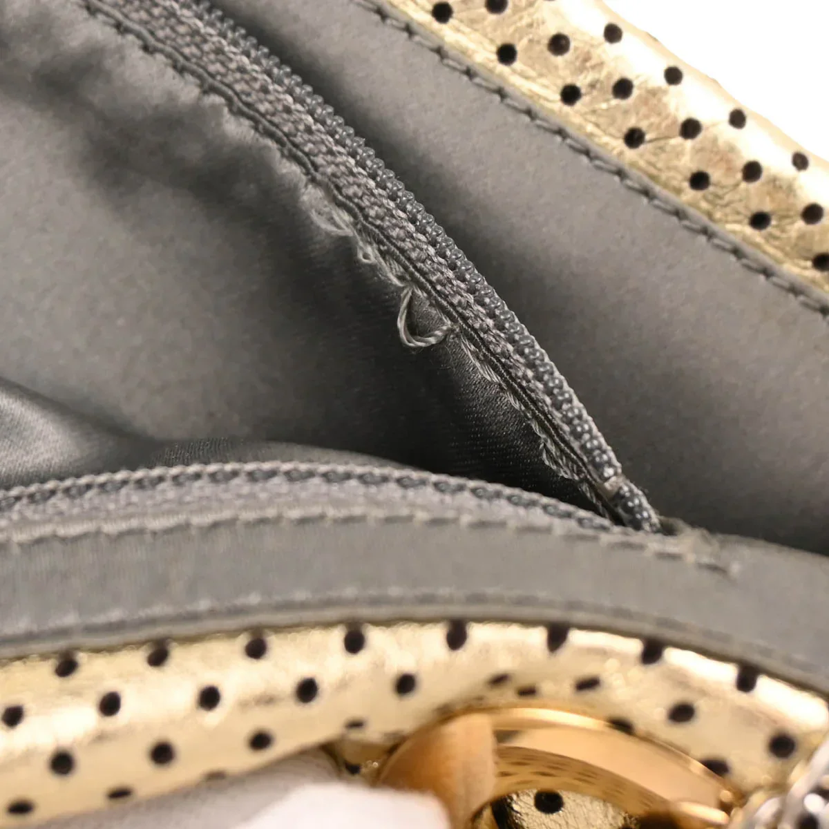 Chanel Gold Perforated Lambskin Mademoiselle Lock Shoulder Bag - Image 9