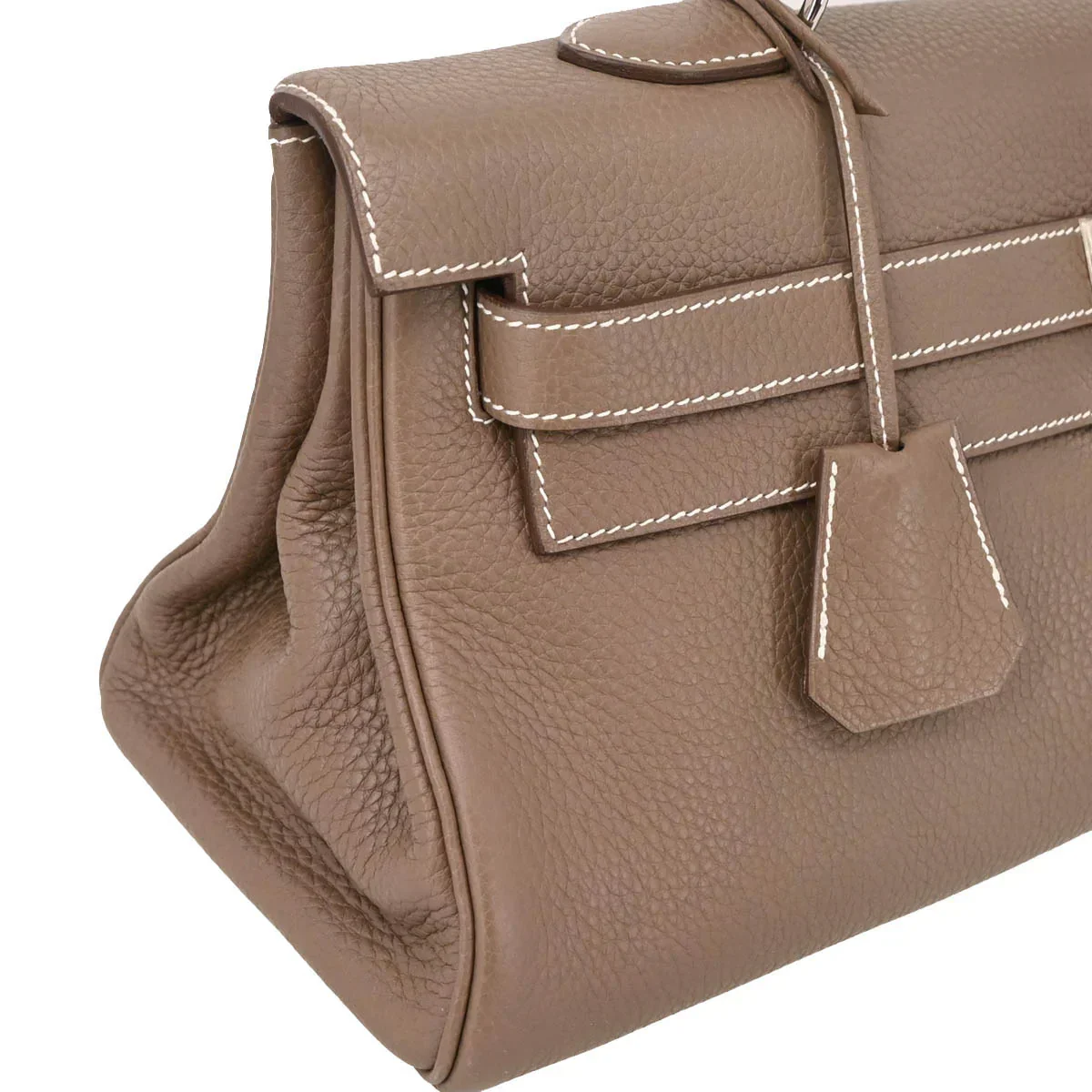 Hermes 2009 Etoupe Gray Taurillon Clemence Shoulder Kelly Handbag - Image 3