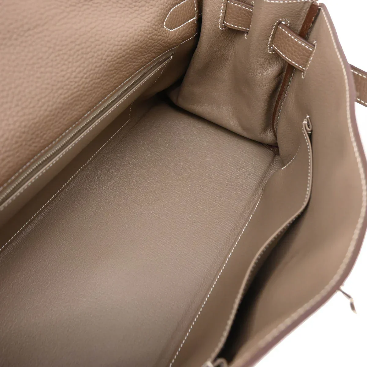 Hermes 2009 Etoupe Gray Taurillon Clemence Shoulder Kelly Handbag - Image 9