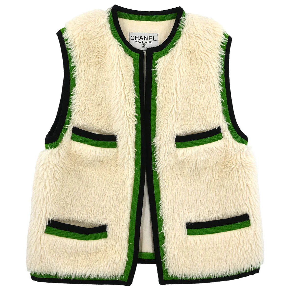 Chanel Sleeveless Fur Vest White