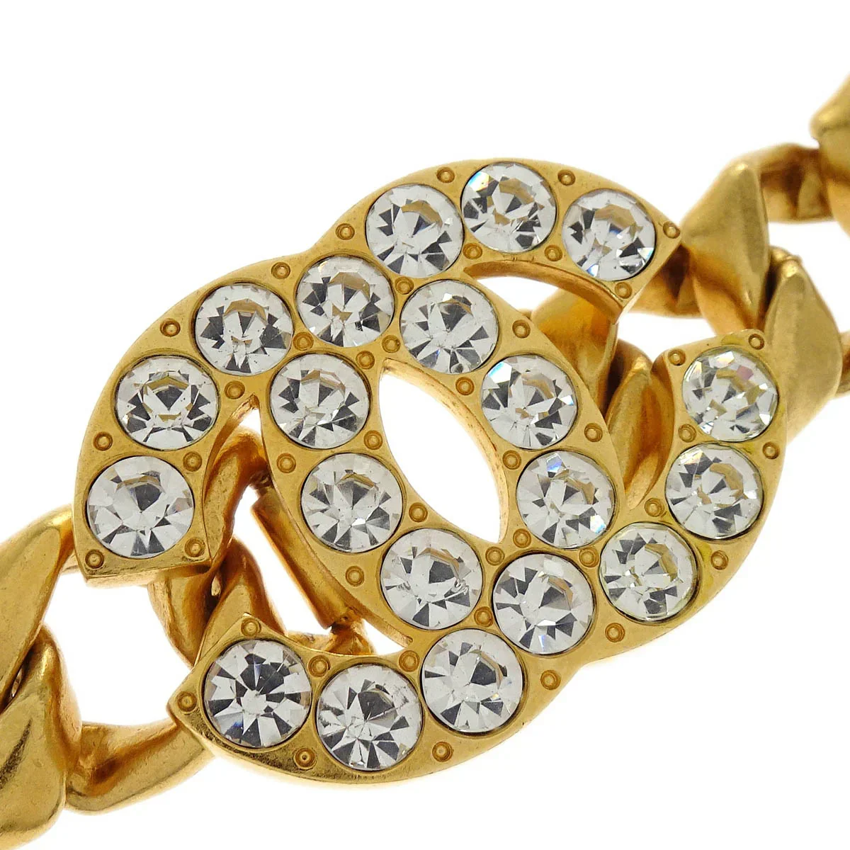 Chanel Chain Belt Gold Rhinestone 95P Small Good - Image 2