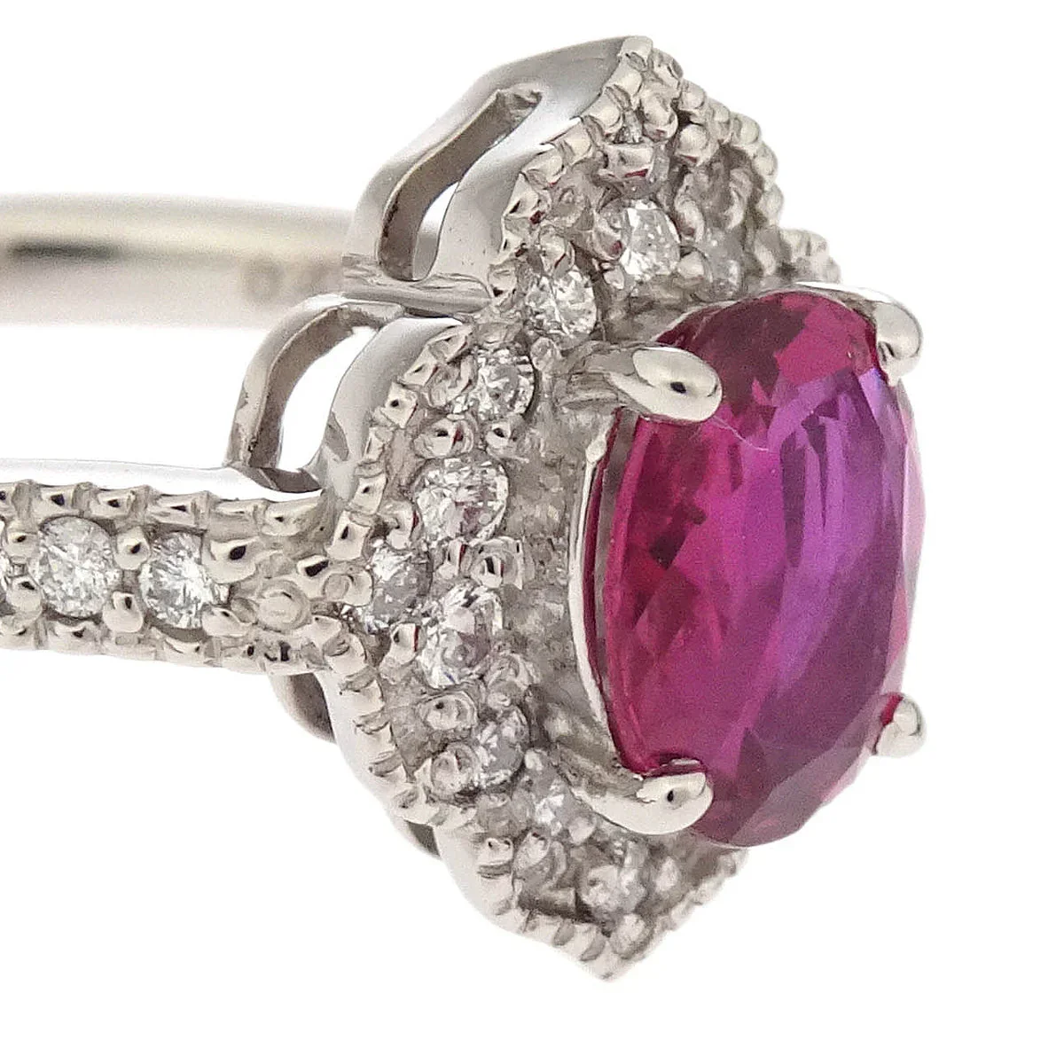 Ring Pt900 Ruby Diamond Silver #49 - Image 3