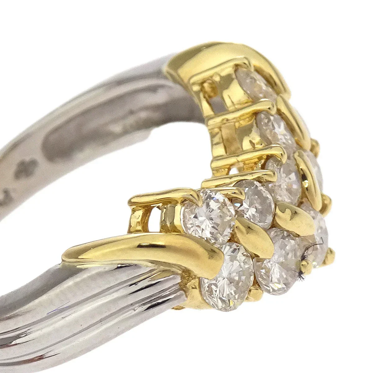 Ring Pt850 K18 Diamond Silver #49 - Image 2
