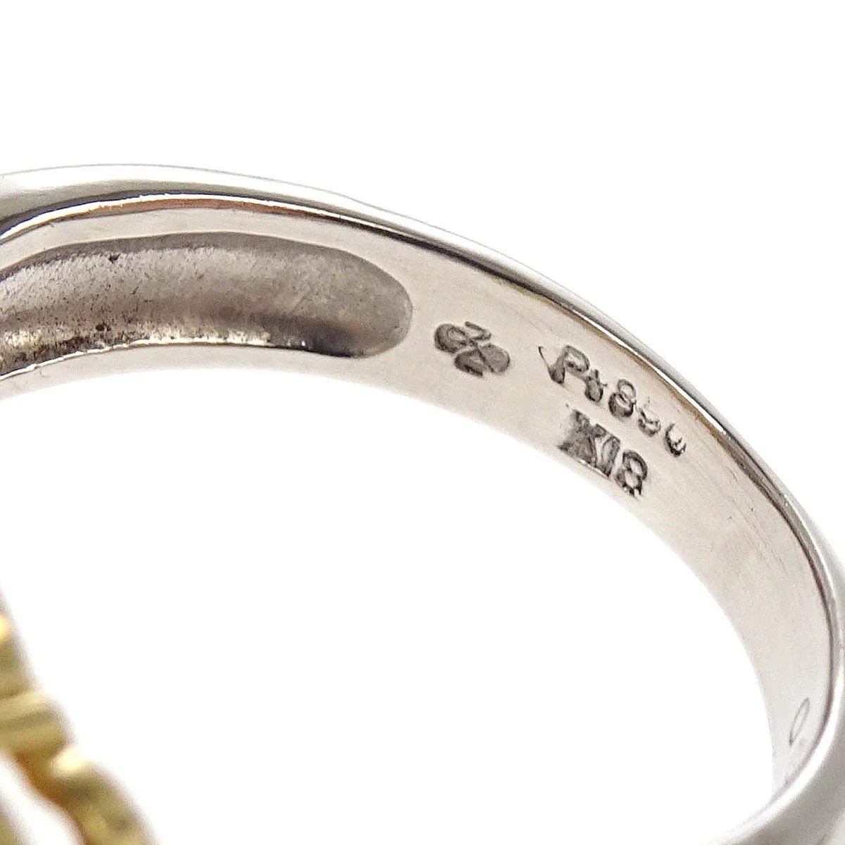Ring Pt850 K18 Diamond Silver #49 - Image 3