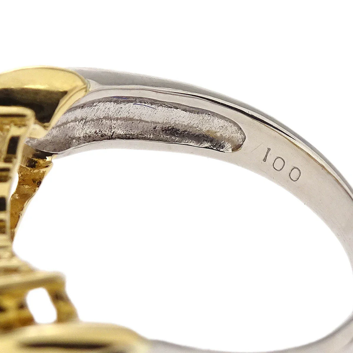 Ring Pt850 K18 Diamond Silver #49 - Image 4