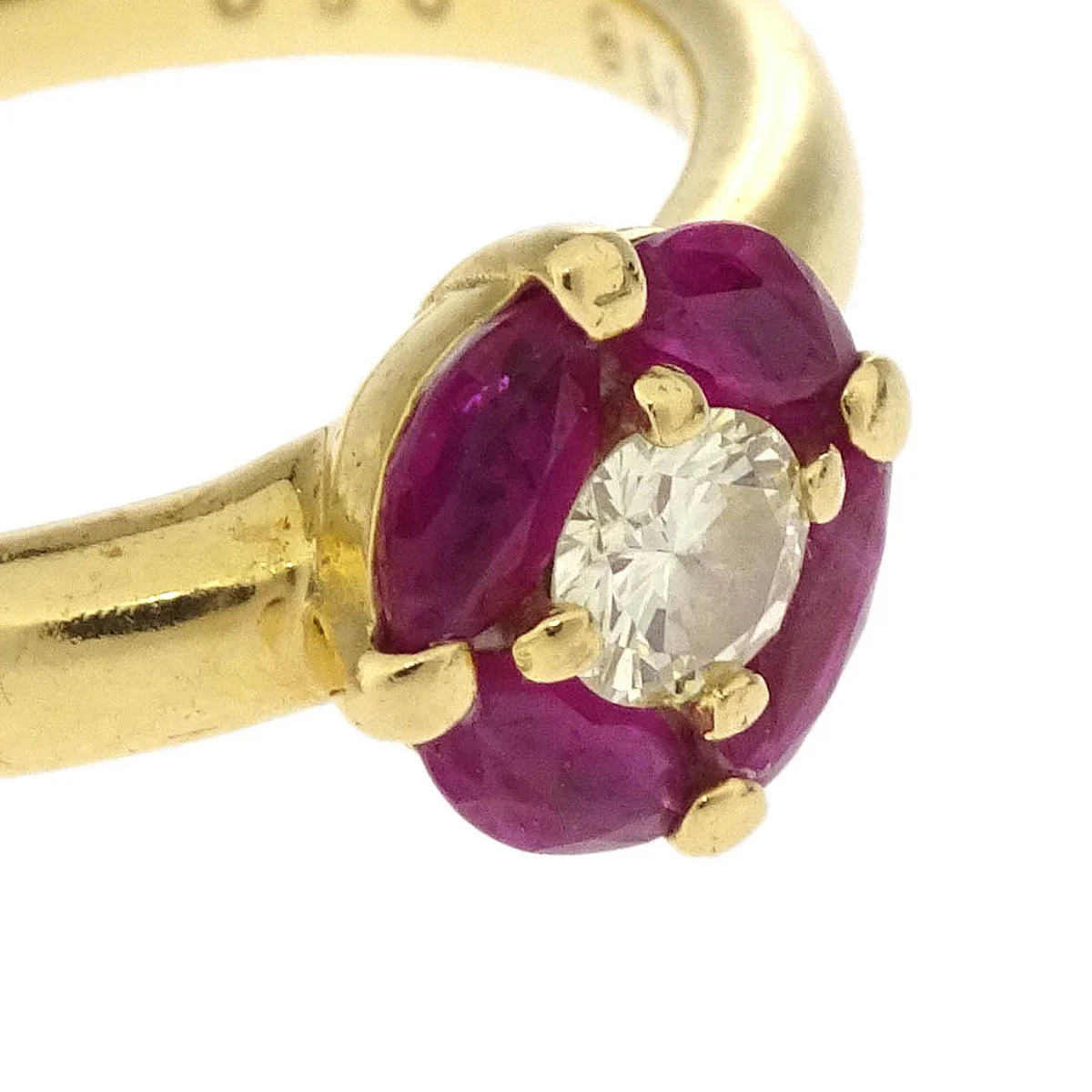 Ring K18 Ruby Diamond Gold #48 - Image 2